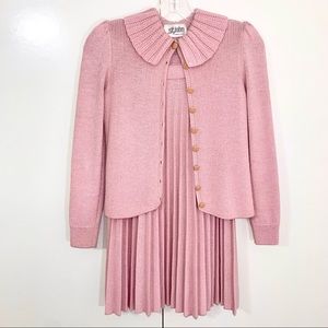 St. John by Marie Gray vintage pink pleated skirt set